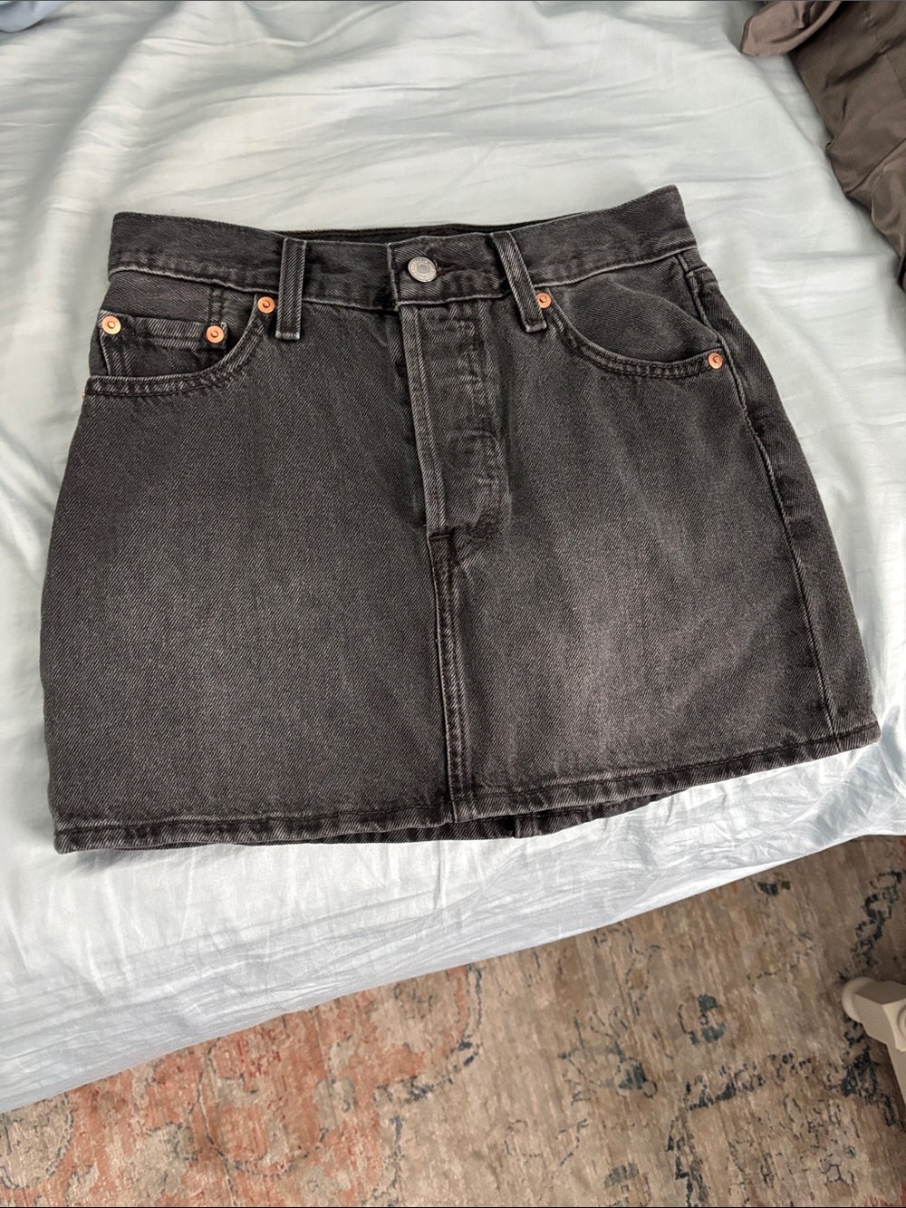 Levi's Black Washed Denim Mini Skirt